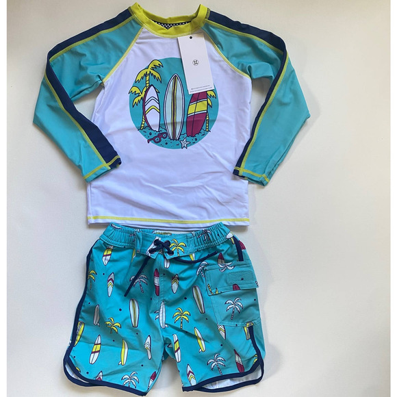 NWT Sovereign Code Boys Joy Ride Boards & Palms Top & Bottom Rash Guard Set (4) - Picture 2 of 12